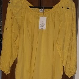 NWT Yellow Peasant top